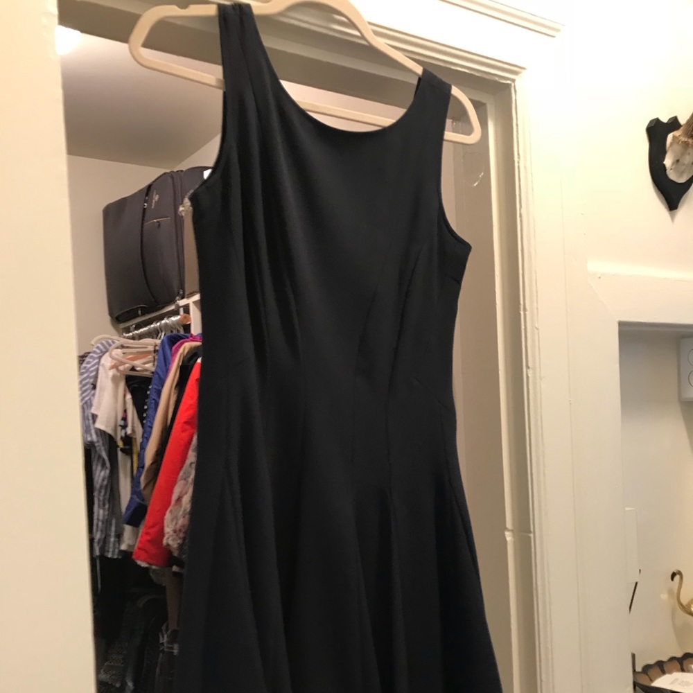 Theory navy fit and flare dress with low back 4